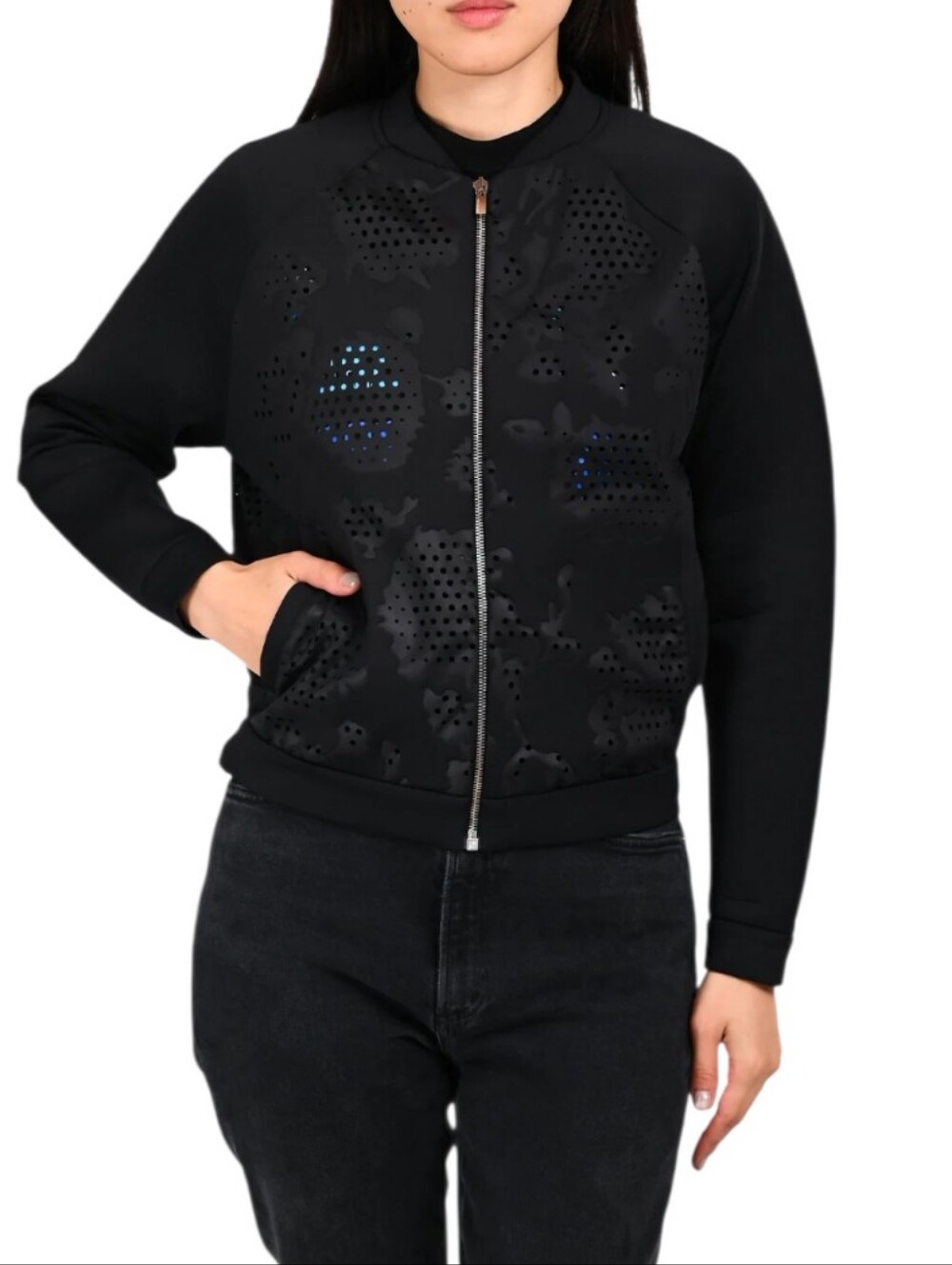 Balenciaga laser cut floral print bomber jacket size M